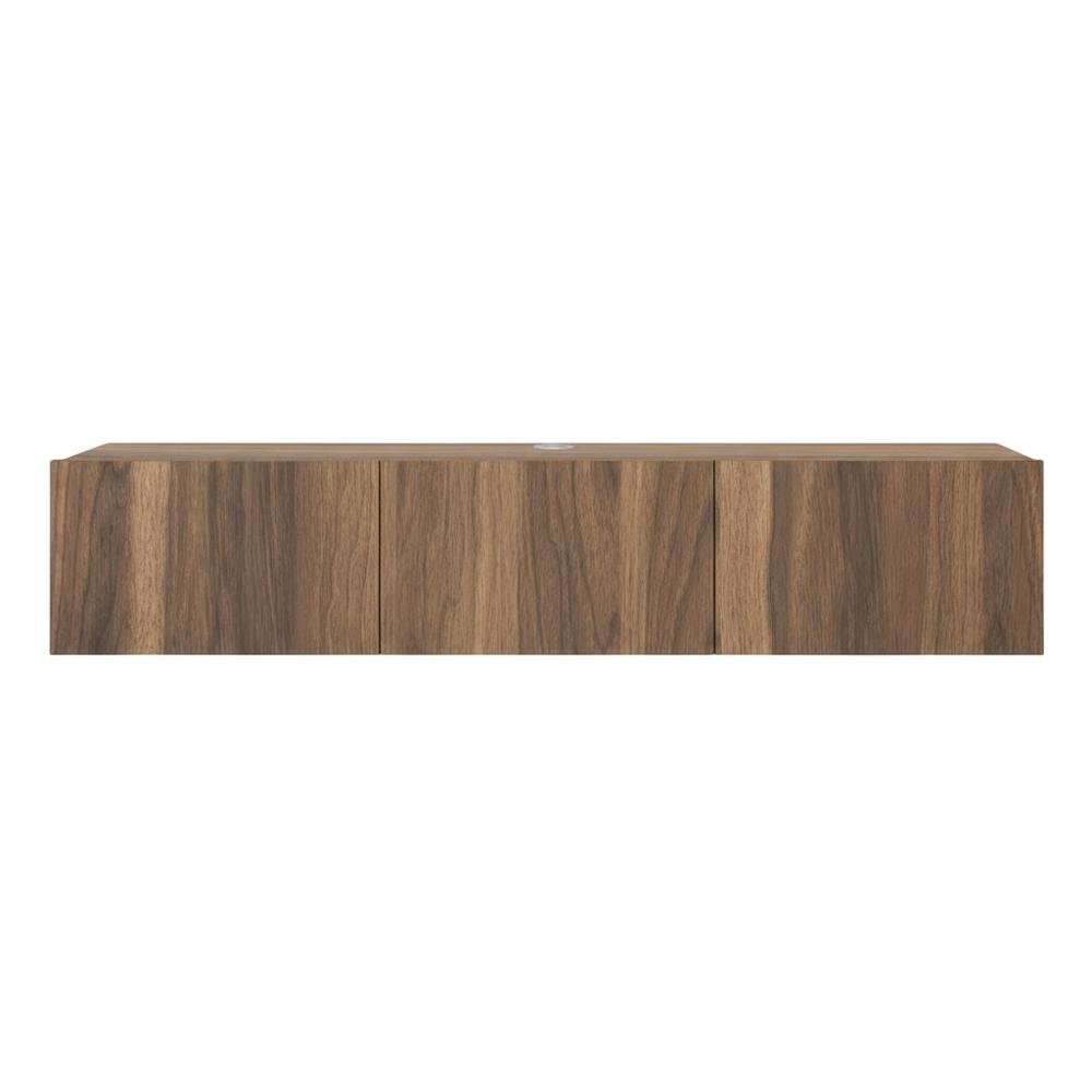 Brown floating TV stand with wall-mount design and modern appeal. Picture 4