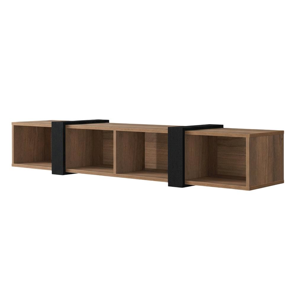 Walnut Floating TV Stand for 75-Inch Wall Mount with Engineered Wood Finish. Picture 1