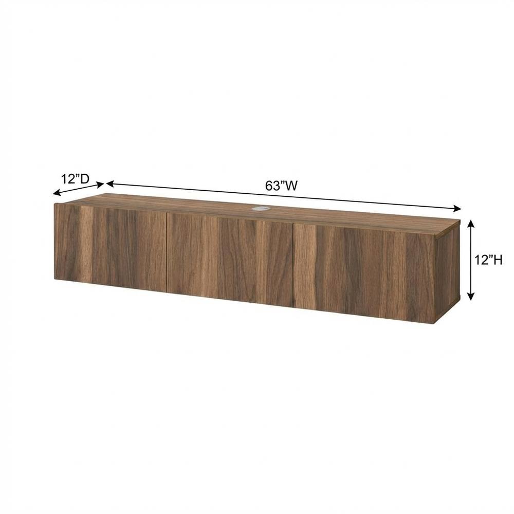 Brown floating TV stand with wall-mount design and modern appeal. Picture 7