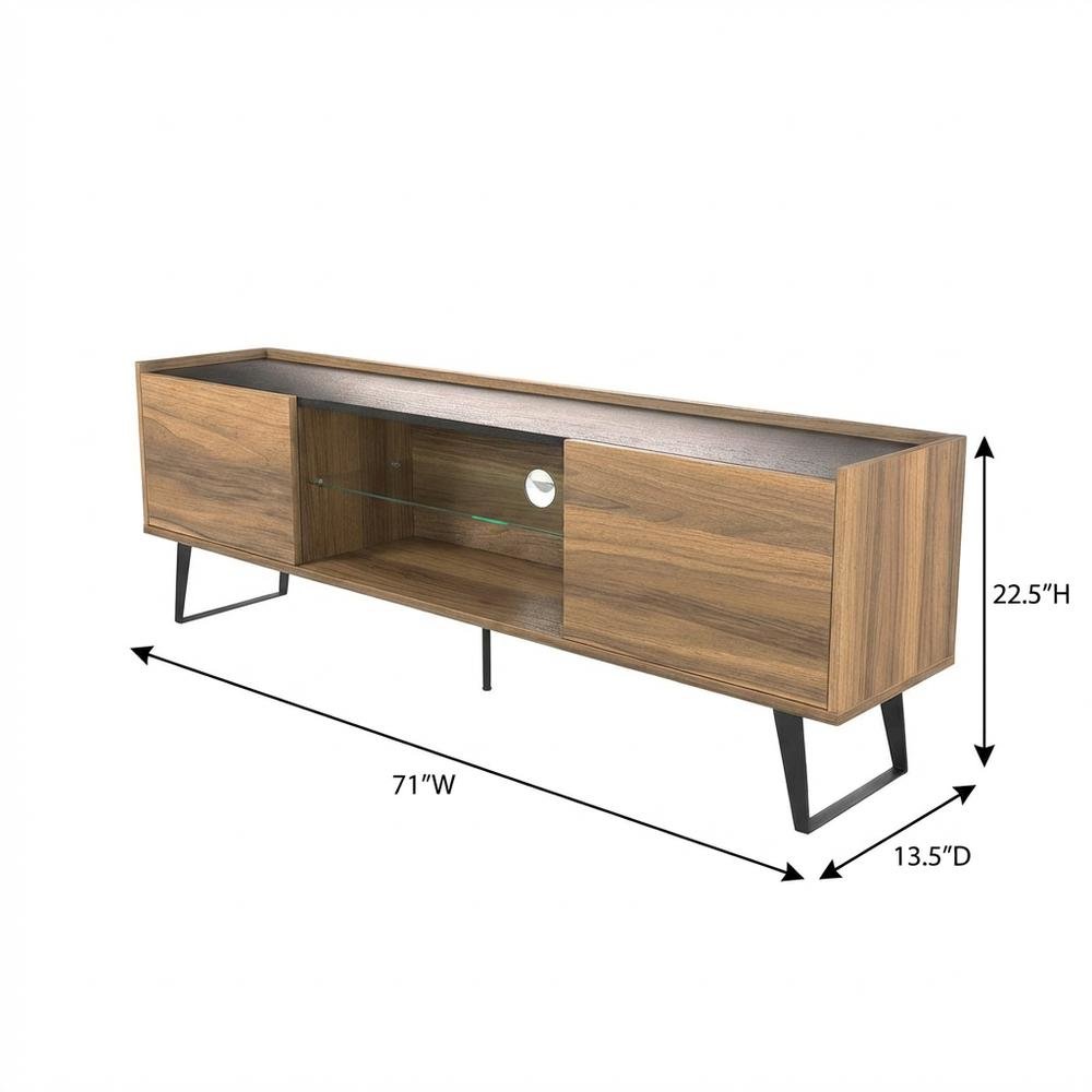 Walnut TV Stand for 65-80 Inch TVs with Engineered Wood Finish Durable Storage. Picture 7