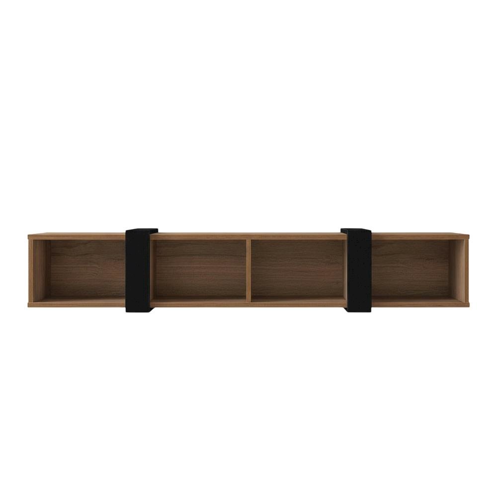 Walnut Floating TV Stand for 75-Inch Wall Mount with Engineered Wood Finish. Picture 4