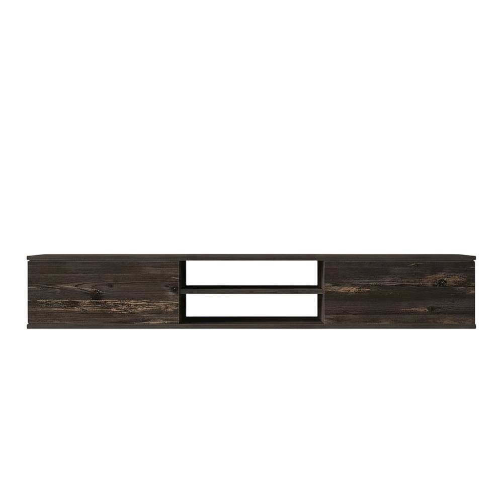 Black Oak Wall-Mounted TV Stand with Engineered Wood Finish. Picture 4
