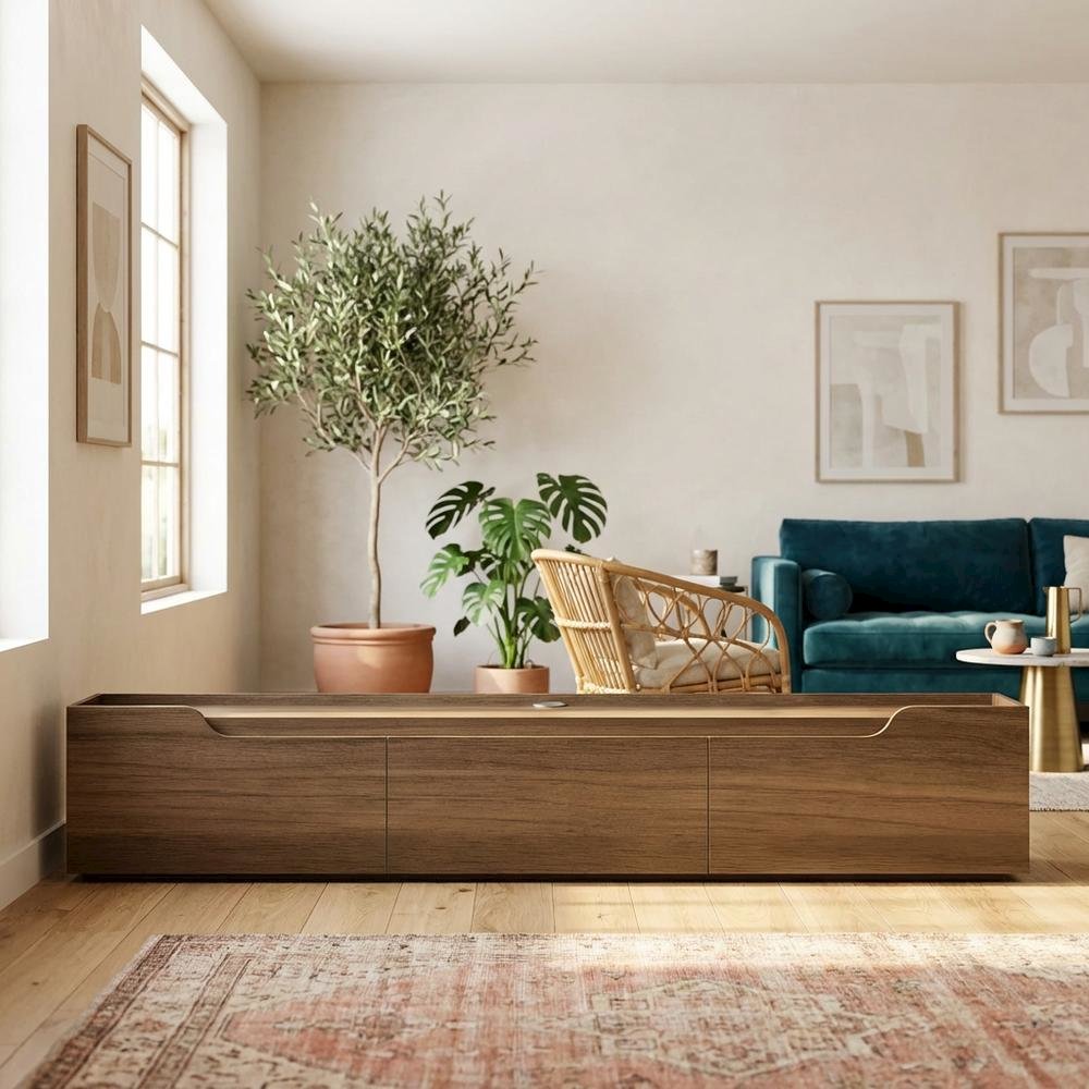Wall Mounted TV Stand for Up to 80 Inch TVs with Modern Design. Picture 2