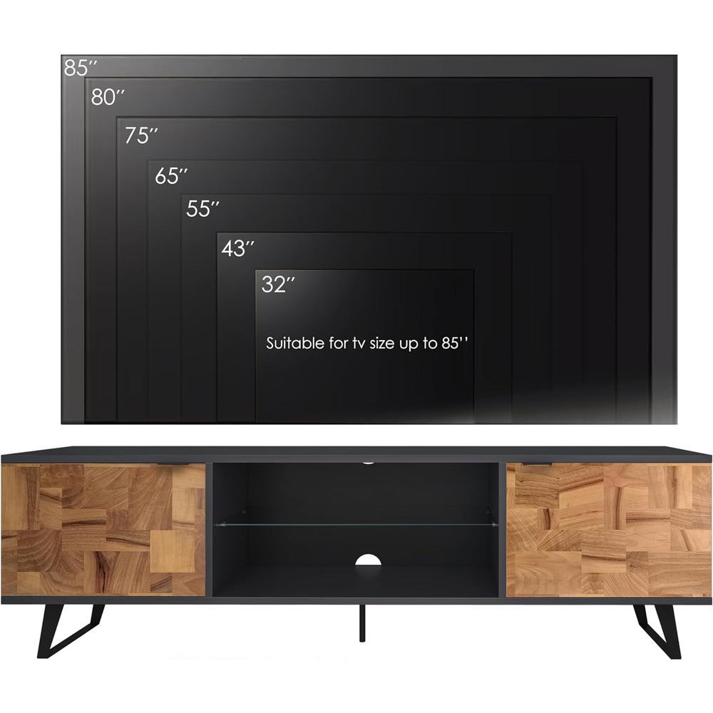 Atelier Mobili Mid Century Modern Door Glass Shelf TV Stand. Picture 9