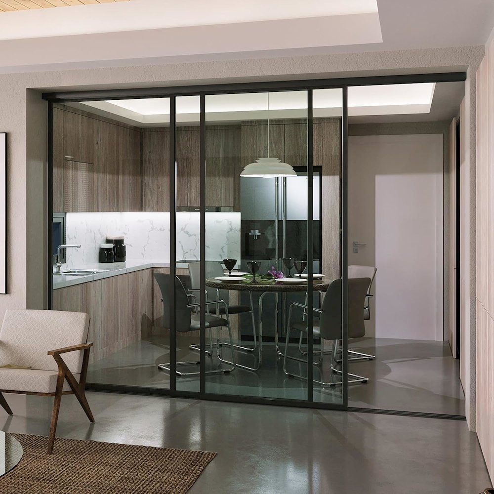 Glass Room Divider Panel and Partition Wall. Picture 1