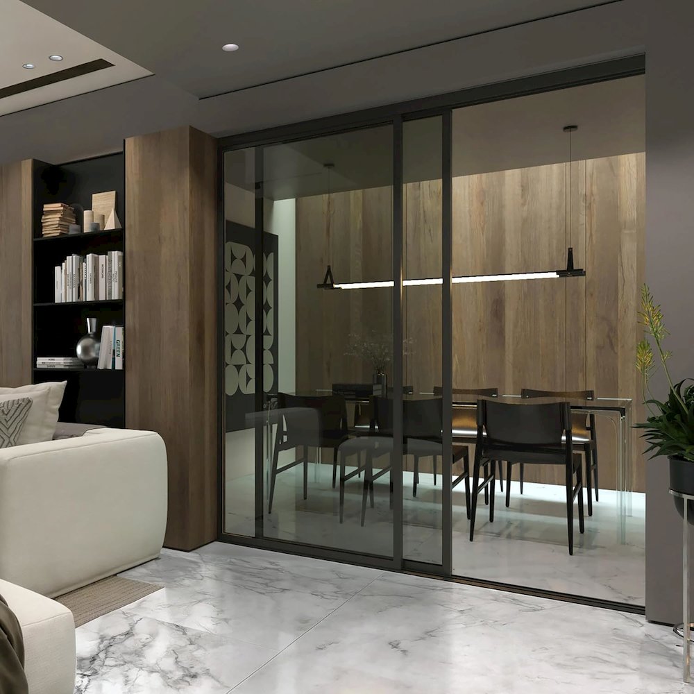 Glass Room Divider Panel and Partition Wall. Picture 1
