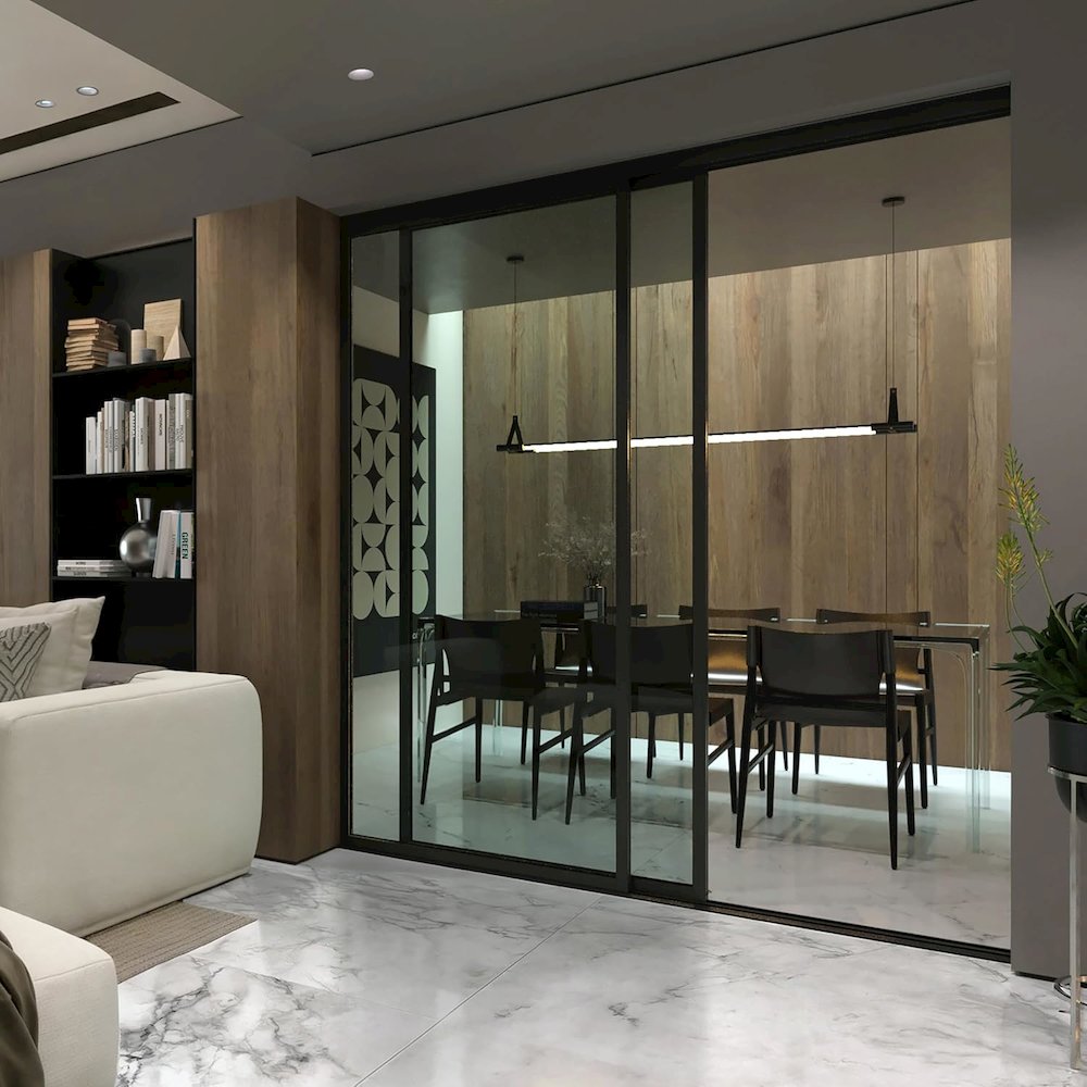 Glass Room Divider Panel and Partition Wall. Picture 1