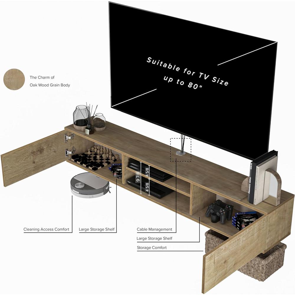 Floating TV Stand 70 Inch Wall Mounted Entertainment Center. Picture 9