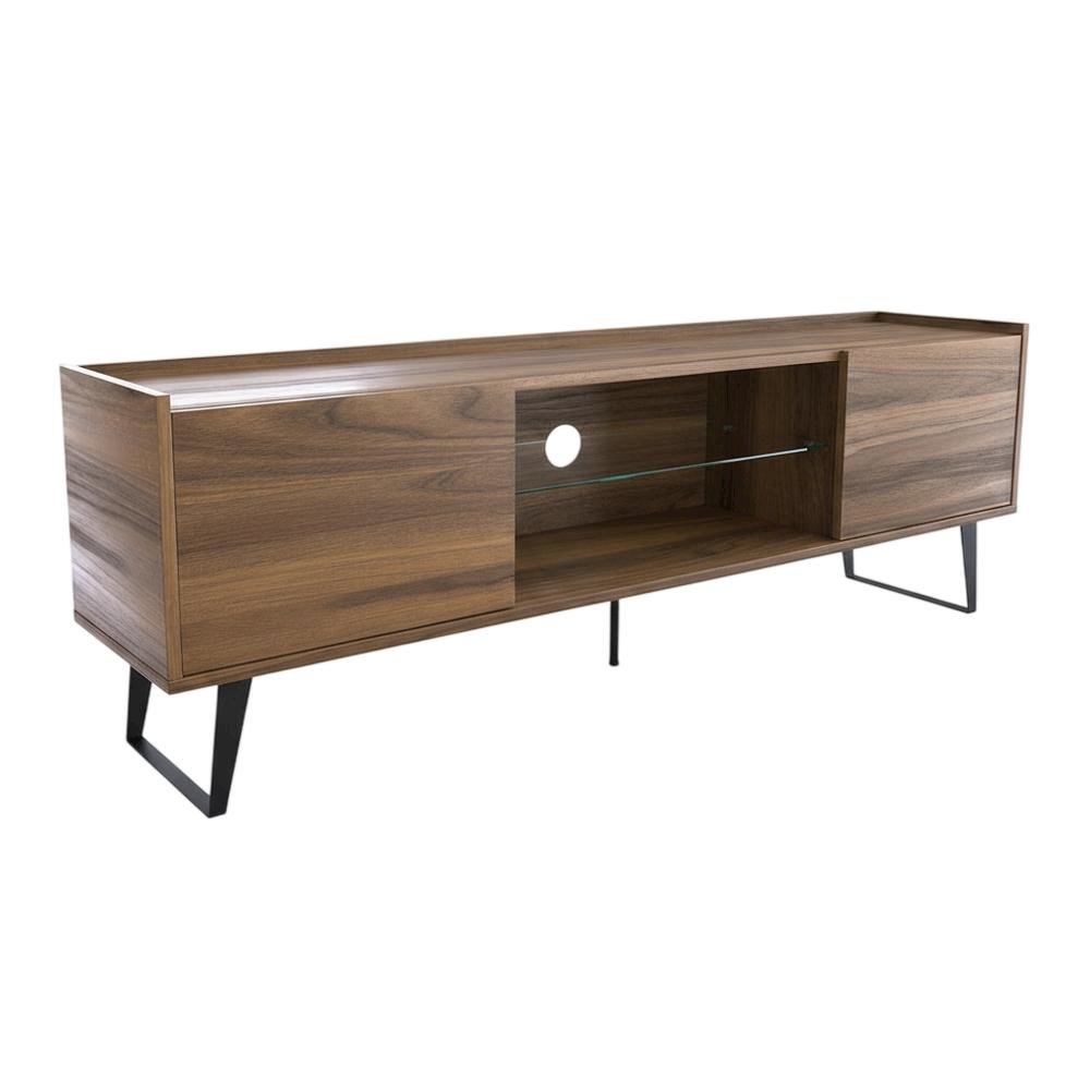 Walnut TV Stand, 65-80 Inch Flat Screen Televisions in Engineered Wood Finish. Picture 1