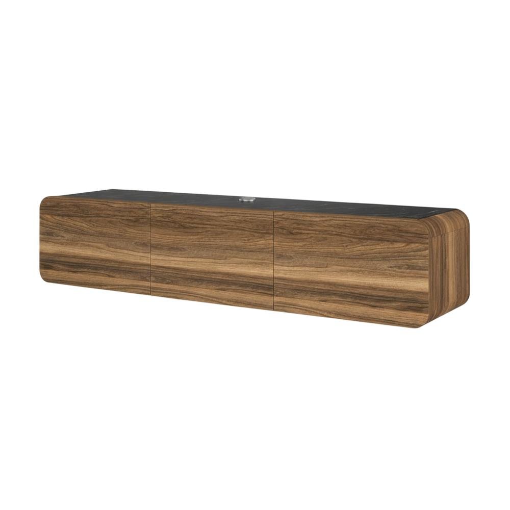 Walnut Wall Mount TV Stand for Up to 80 Inch Screens and Indoor Use. Picture 1