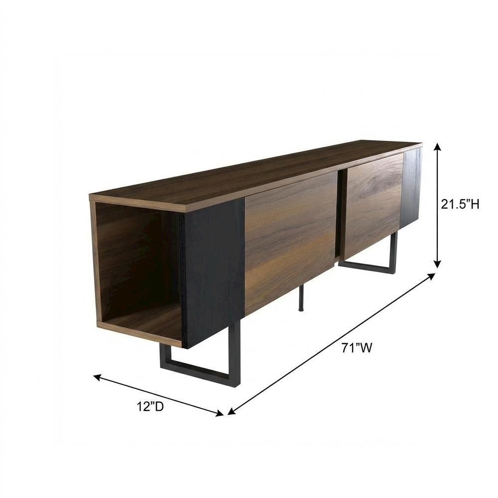 Walnut Finish TV Stand for 75 Inch Living Room Entertainment Center. Picture 7