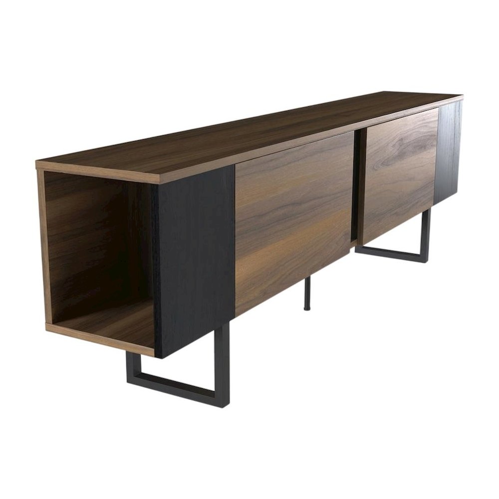 Walnut Finish TV Stand for 75 Inch Living Room Entertainment Center. Picture 1