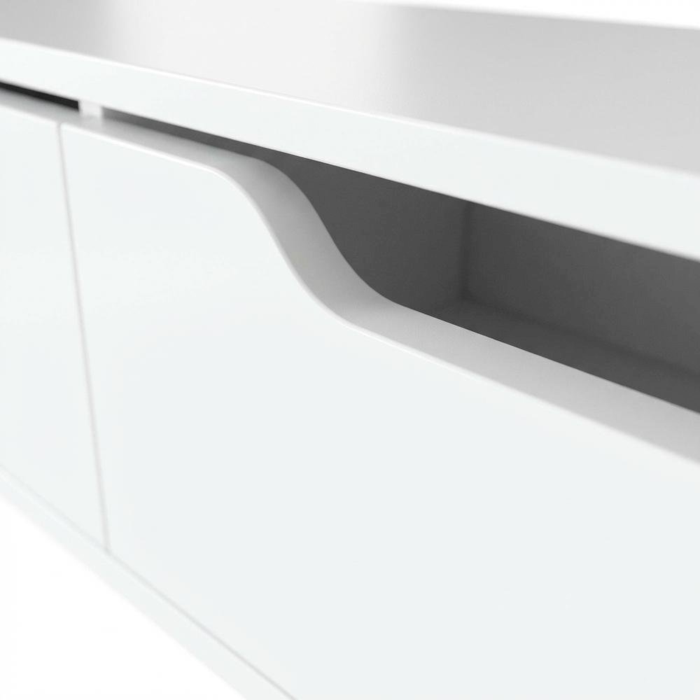 White Wall-Mounted TV Stand, Up to 80 Inch Screens, Engineered Wood Material. Picture 5