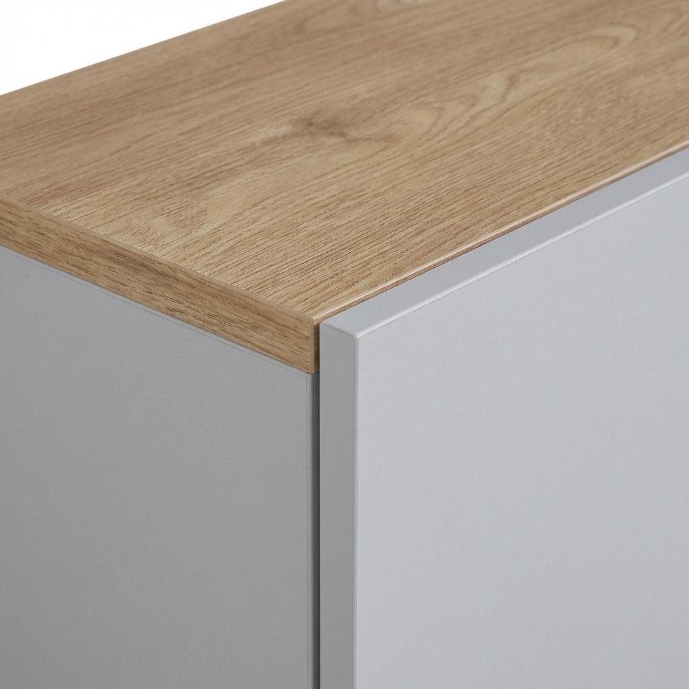 Wall-Mounted TV Stand for Up to 75 Inch Displays in White and Sapphire Oak**. Picture 5
