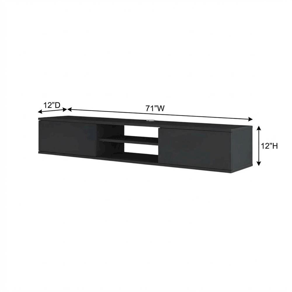 Gray Floating TV Stand with Wall Mounting and Spacious Storage. Picture 7