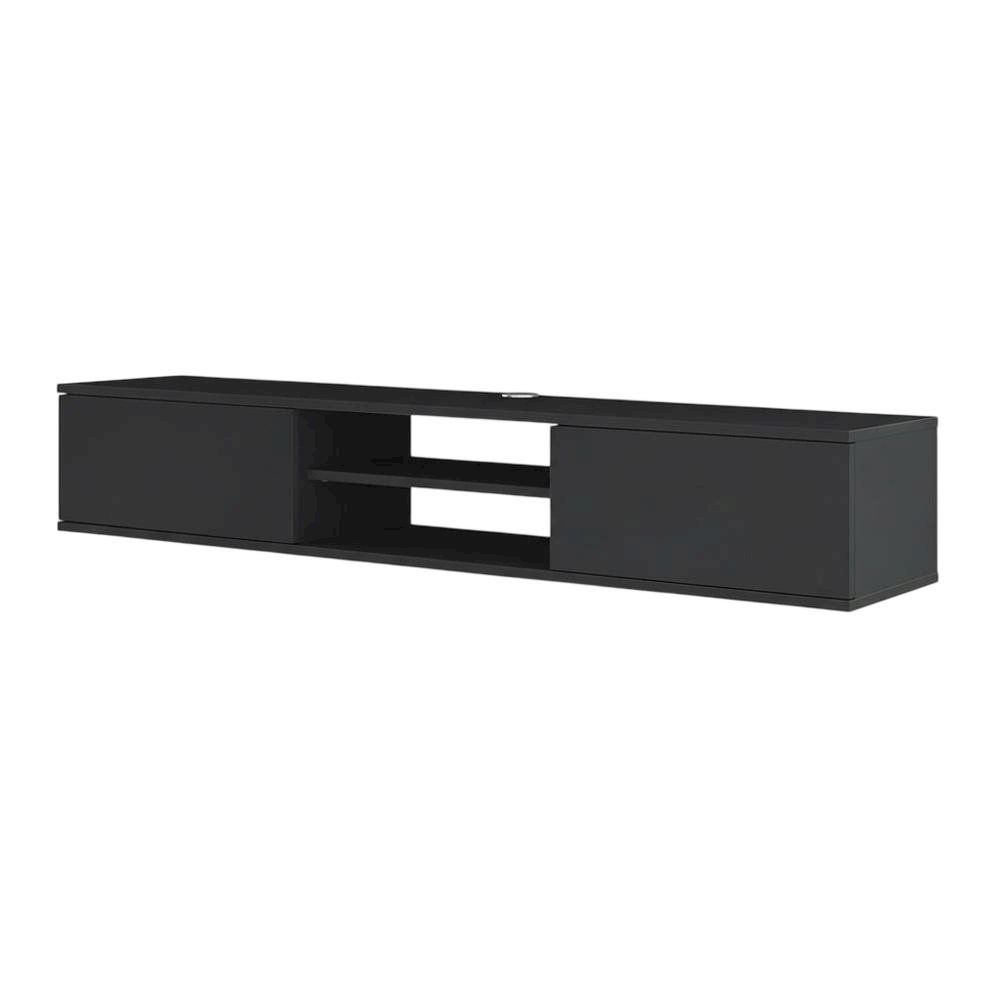 Gray Floating TV Stand with Wall Mounting and Spacious Storage. Picture 1