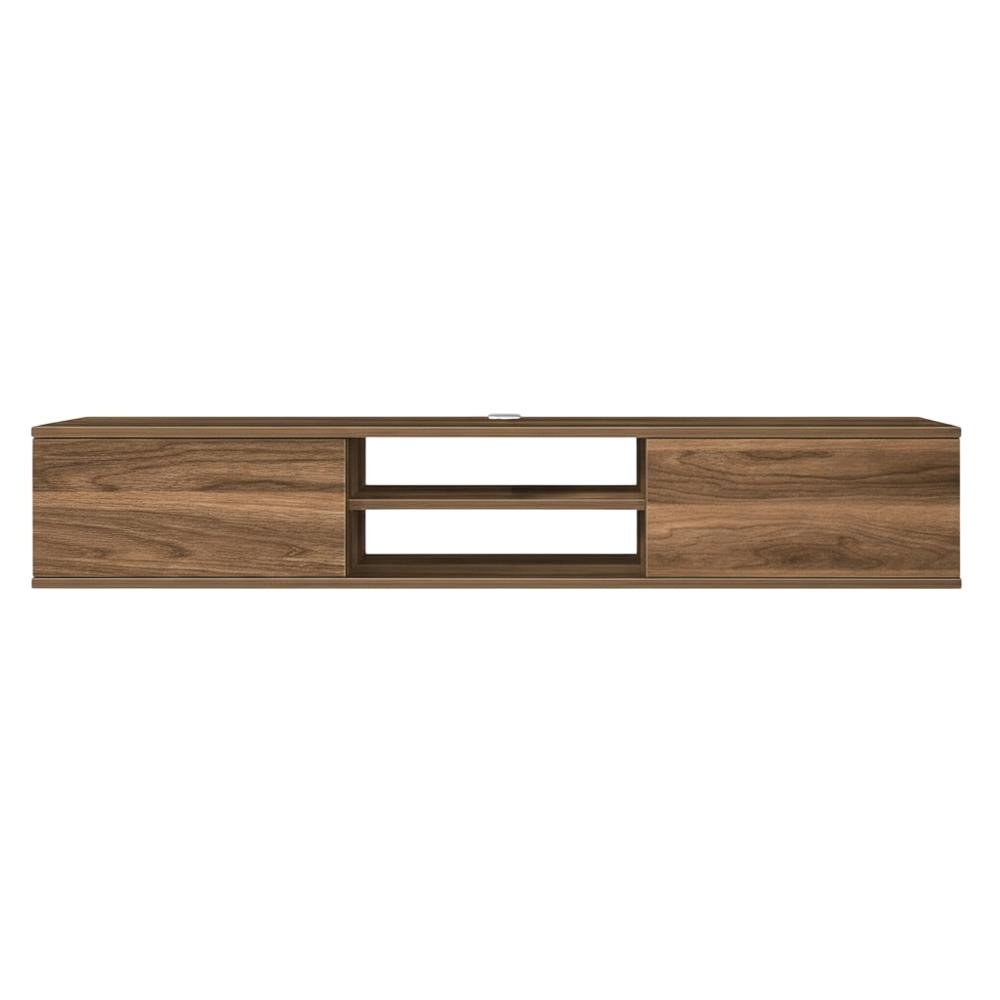 Brown Floating TV Stand with Wall Mount and Modern Storage Design. Picture 4
