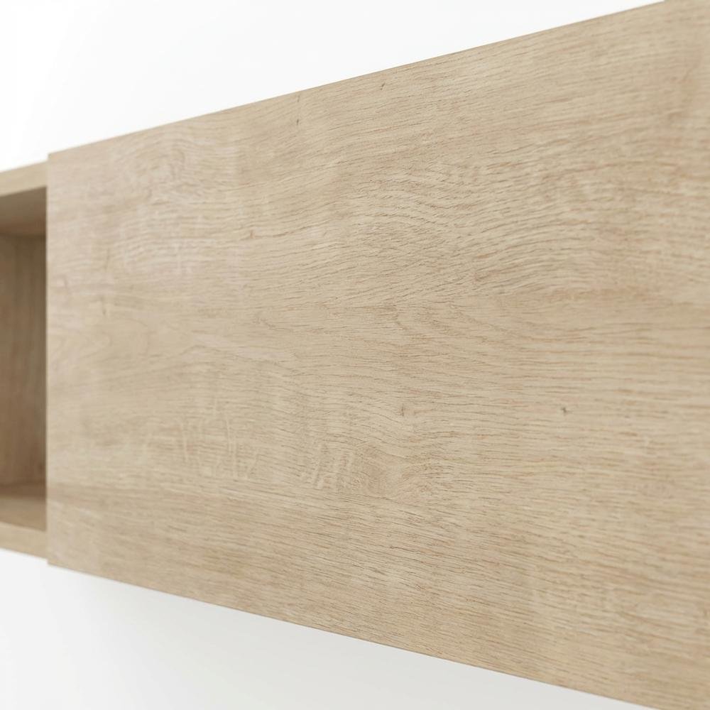 Floating TV Stand with Oak Finish and Open Shelves for Modern Living. Picture 5