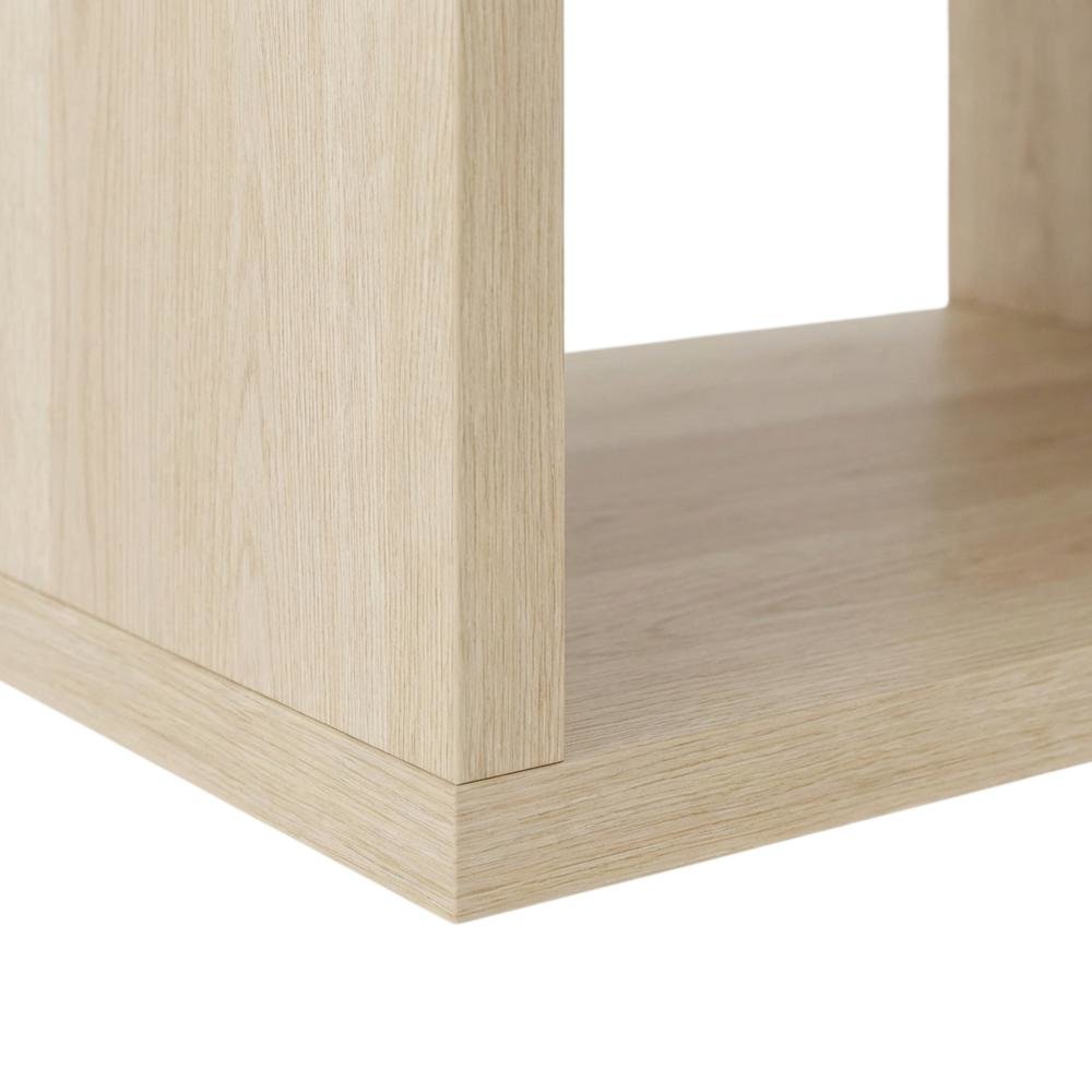 Floating TV Stand with Oak Finish and Open Shelves for Modern Living. Picture 6