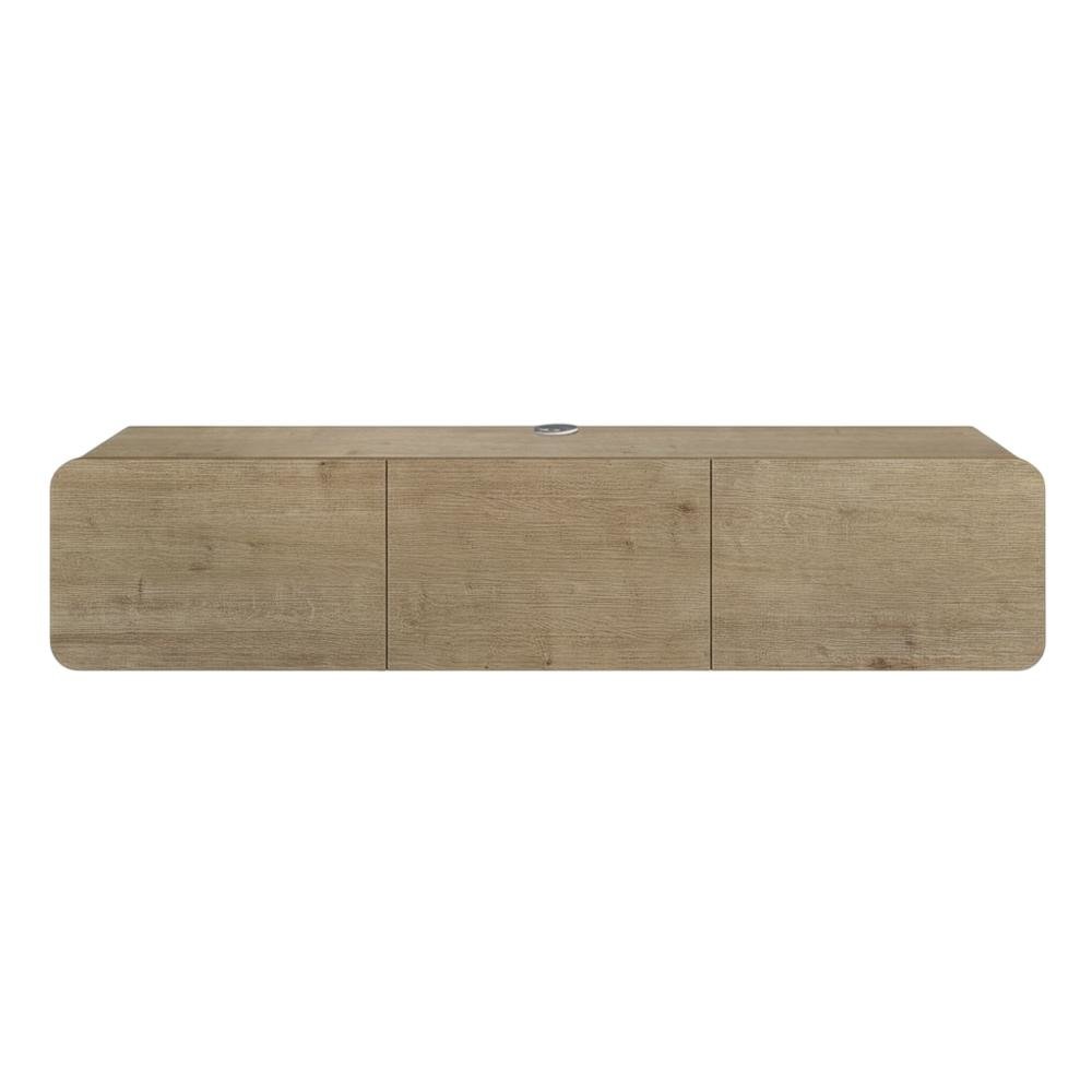 Modern Brown Floating TV Stand Wall Mounted for 80 Inch TVs with Wooden Veneers. Picture 4