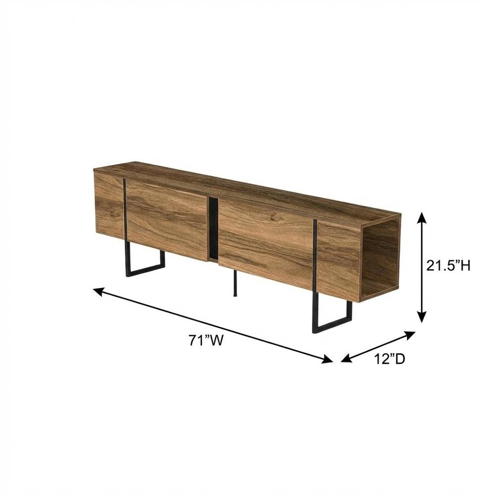 Walnut Modern TV Stand and Media Console with Engineered Wood Finish. Picture 7