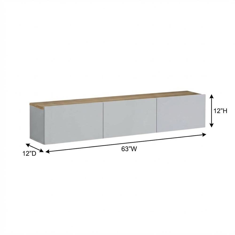 Wall-Mounted TV Stand for Up to 75 Inch Displays in White and Sapphire Oak**. Picture 7