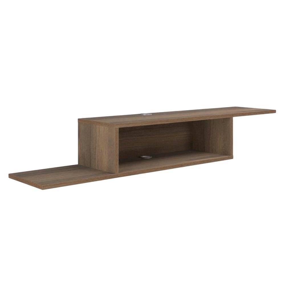 Brown Wall-Mounted TV Stand, Up to 65 Inch Screens, Engineered Wood Design. Picture 1