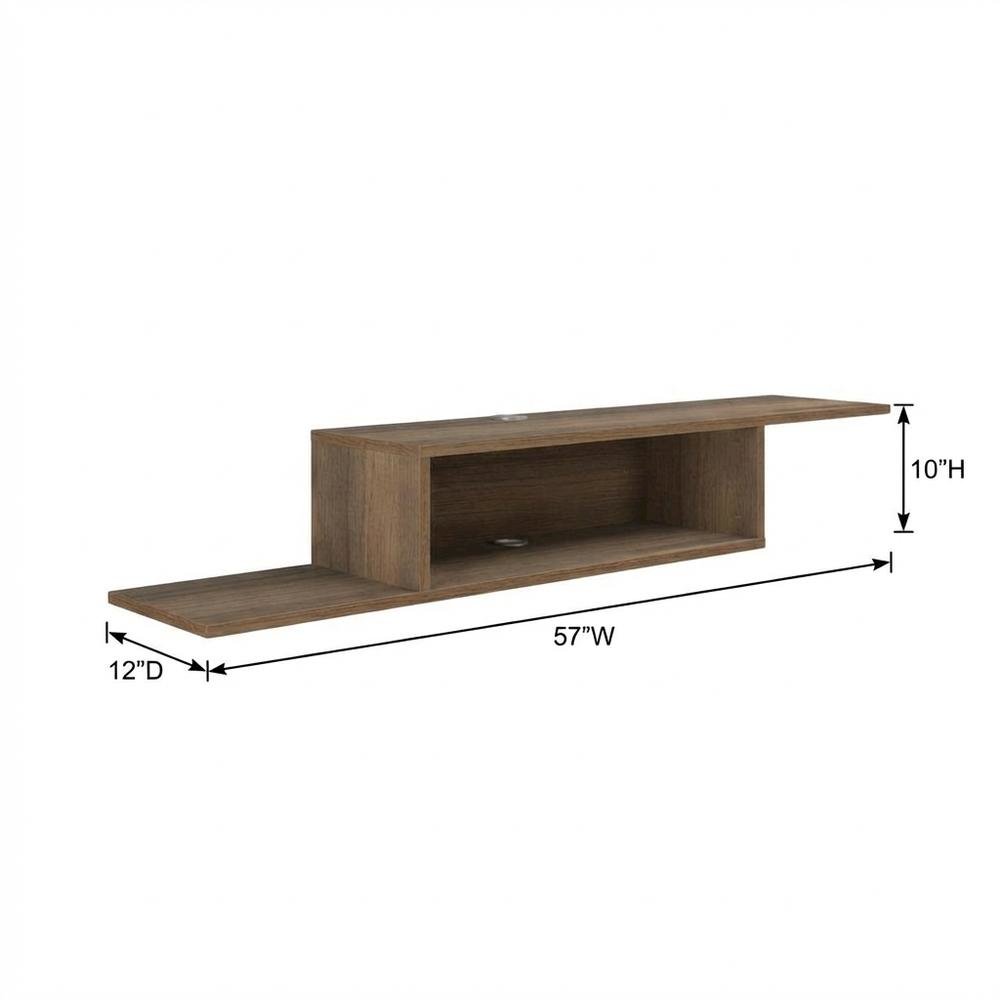 Brown Wall-Mounted TV Stand, Up to 65 Inch Screens, Engineered Wood Design. Picture 7