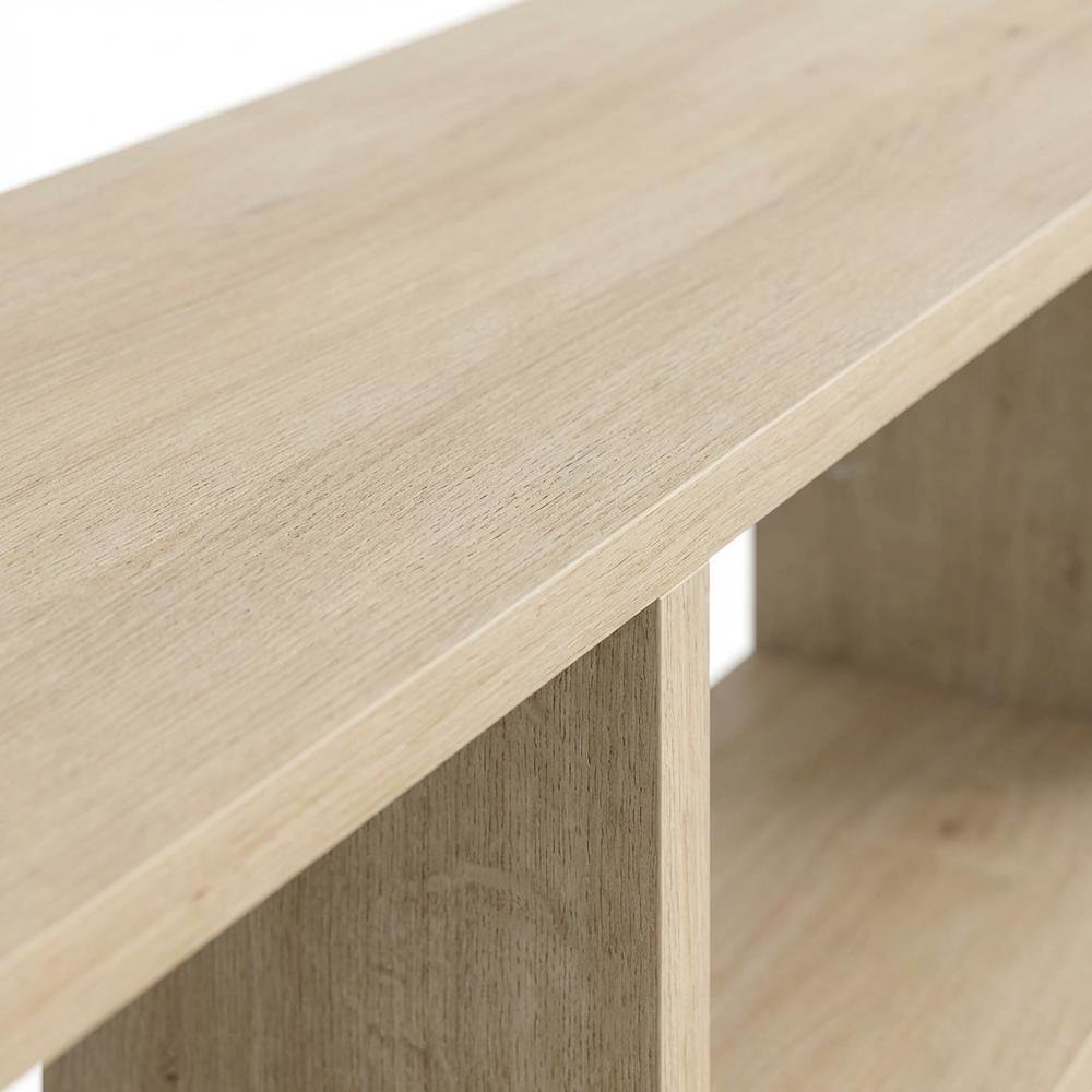 Oak floating TV stand with 2 shelves for modern living spaces. Picture 5