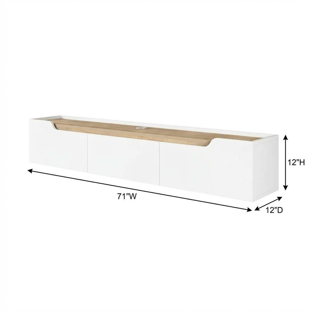 White Floating TV Stand, up to 80 Inch Screens Wall Mounted Entertainment Center. Picture 7
