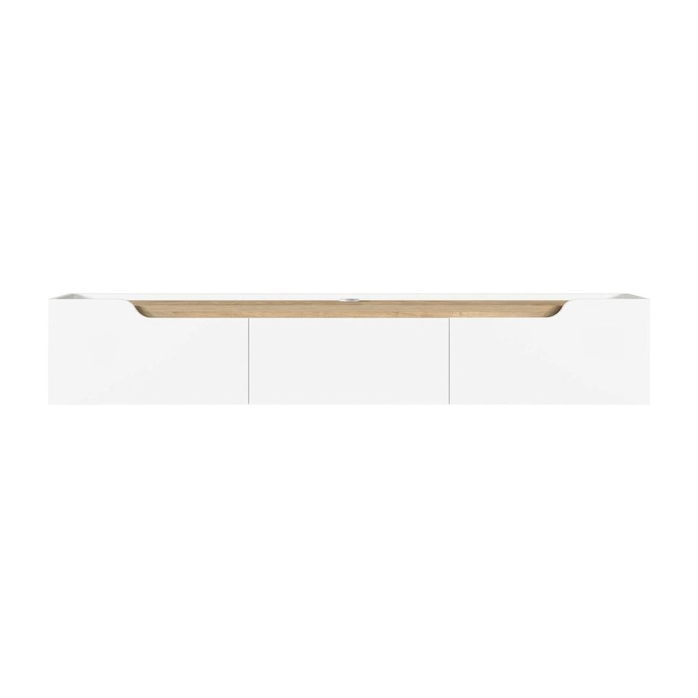 White Floating TV Stand, up to 80 Inch Screens Wall Mounted Entertainment Center. Picture 1