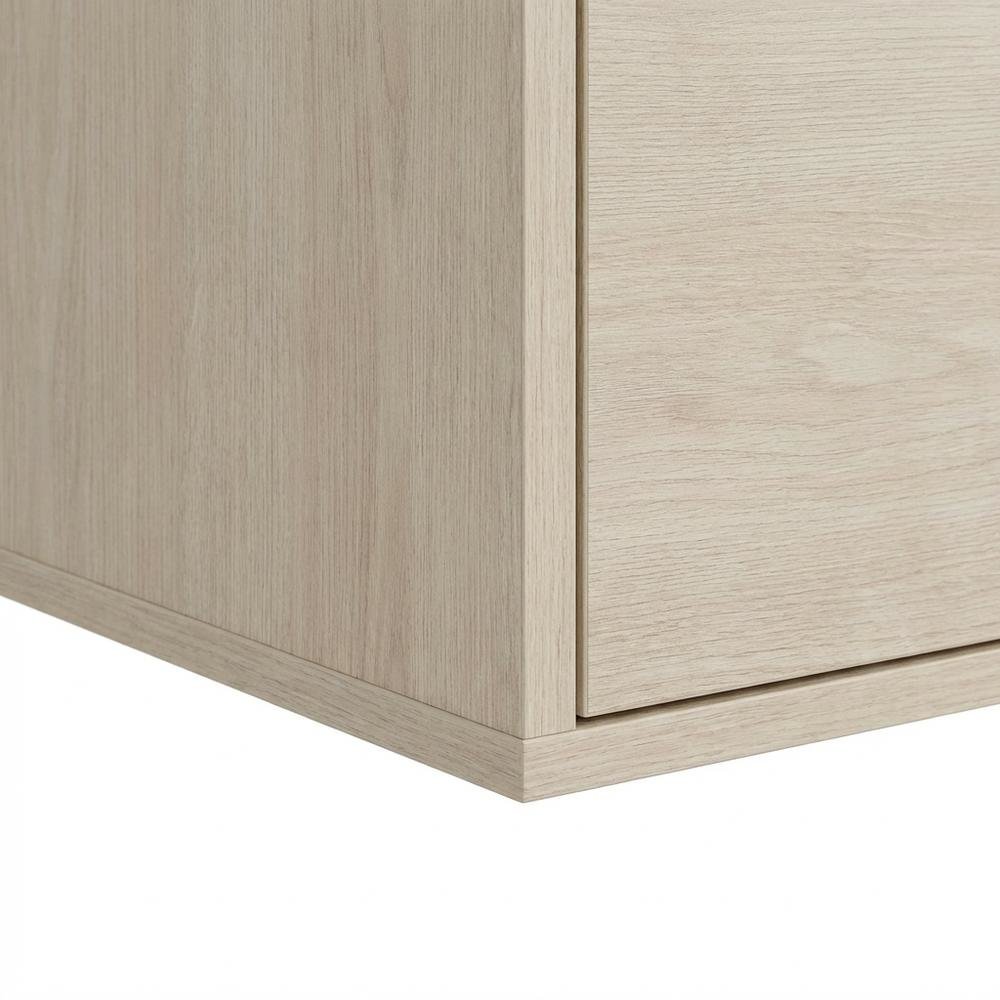 Brown floating TV stand, screens up to 75 inches, sturdy rubberwood. Picture 6