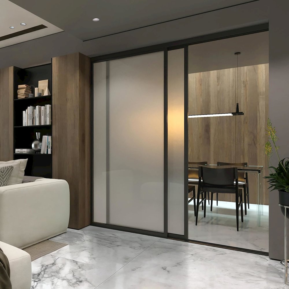 Glass Room Divider Panel and Partition Wall. Picture 1