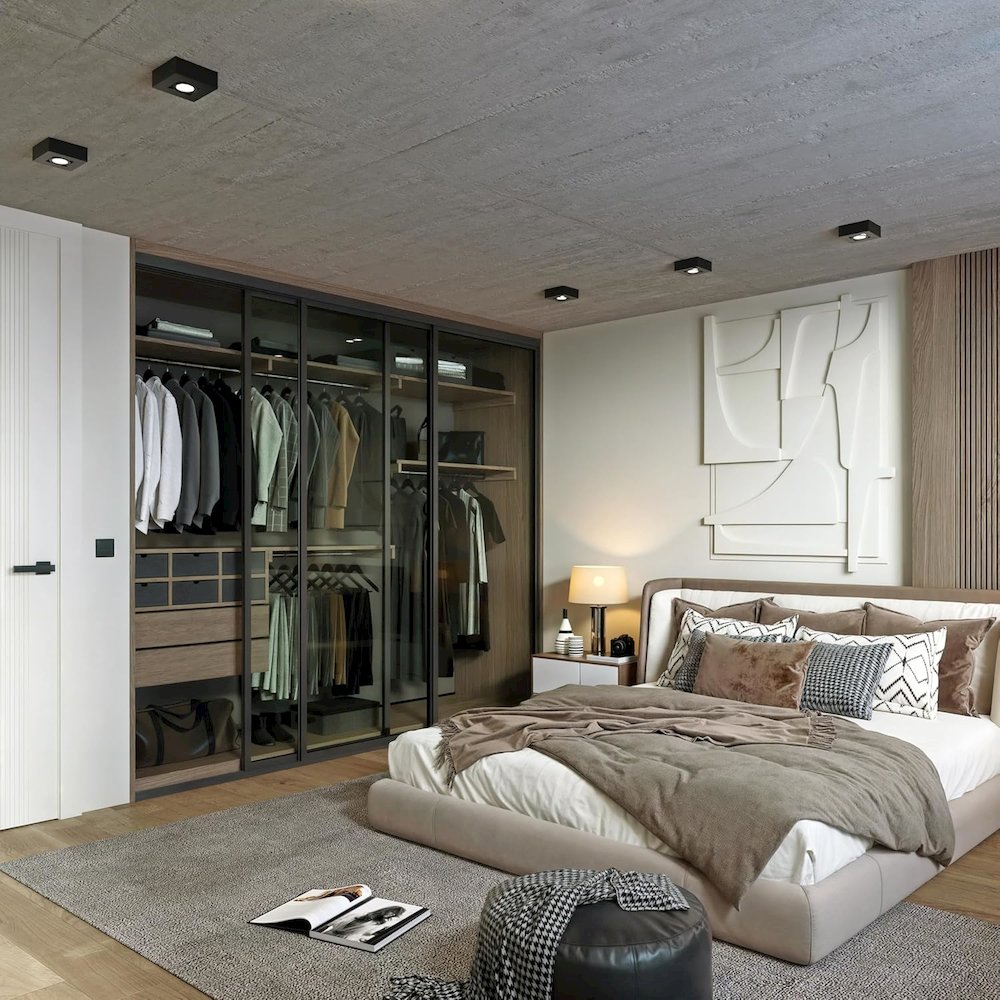 3 Panel Glass Sliding Closet Door, Aluminum Frame. Picture 3