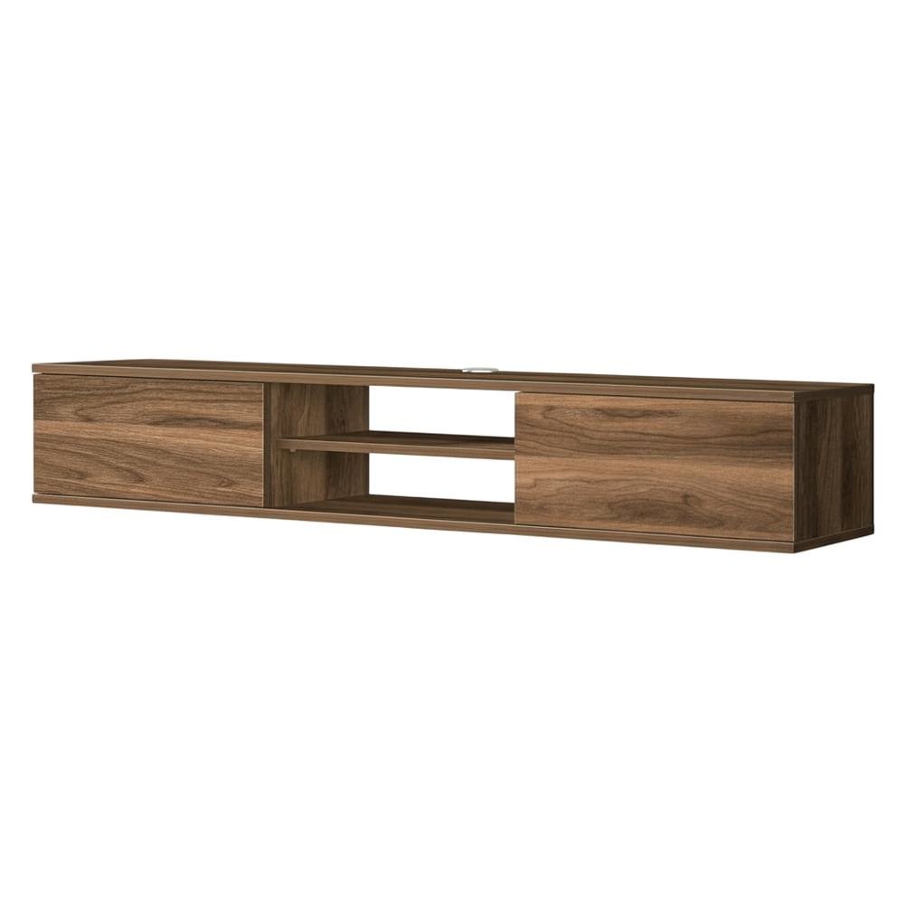 Brown Floating TV Stand with Wall Mount and Modern Storage Design. Picture 1