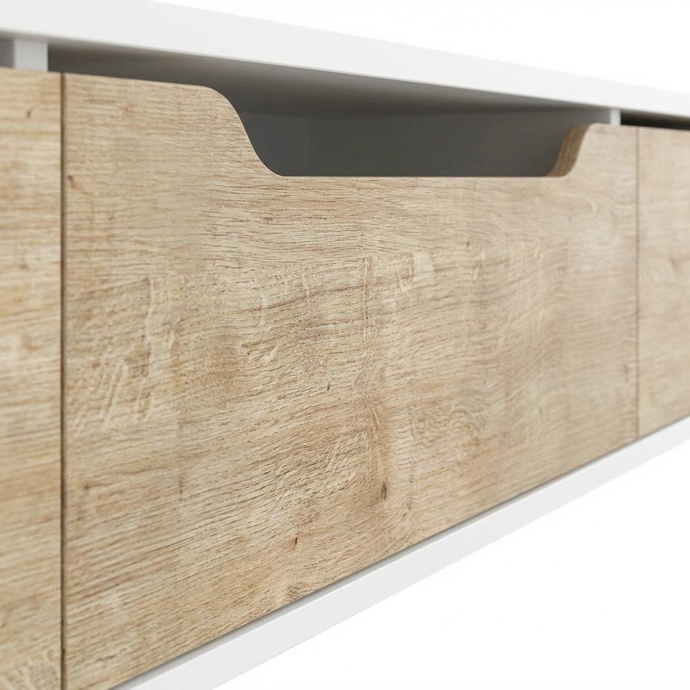 White Floating TV Stand for Up to 80 Inch TVs – Wall Mounted Media Console. Picture 5