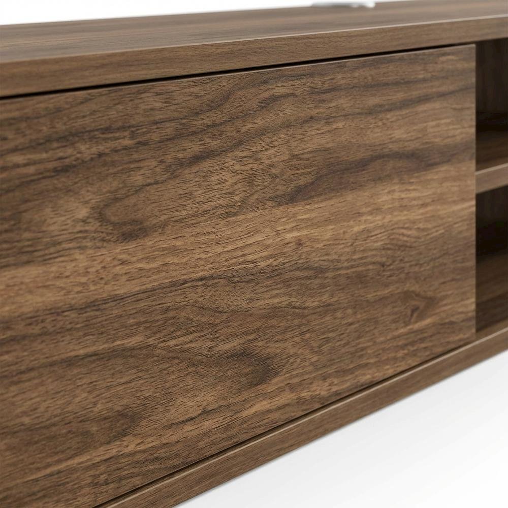 Brown Floating TV Stand with Wall Mount and Modern Storage Design. Picture 5