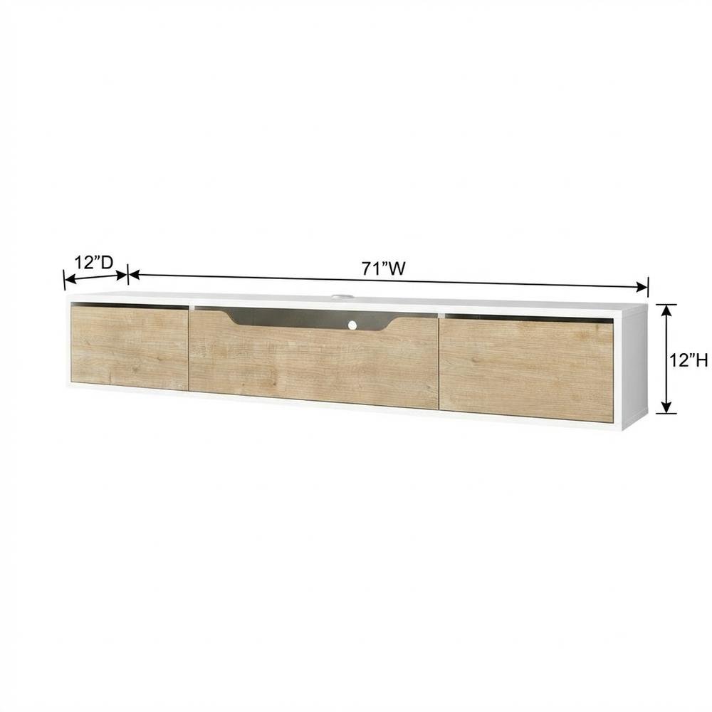 White Floating TV Stand for Up to 80 Inch TVs – Wall Mounted Media Console. Picture 7