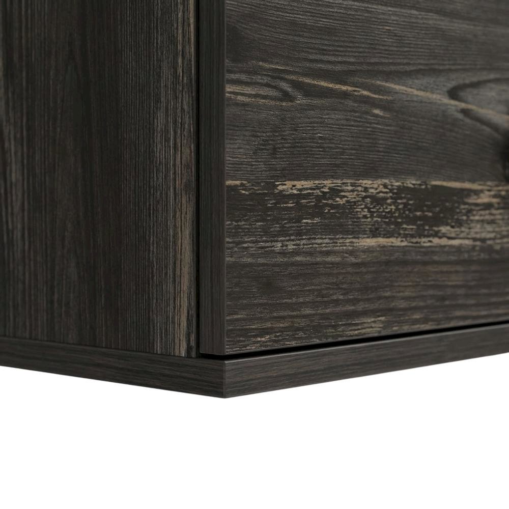 Black Oak Wall-Mounted TV Stand with Engineered Wood Finish. Picture 6