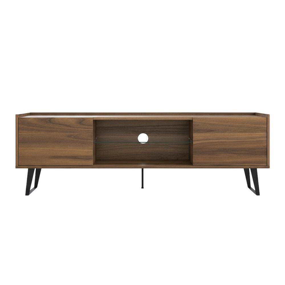 Walnut TV Stand, 65-80 Inch Flat Screen Televisions in Engineered Wood Finish. Picture 4