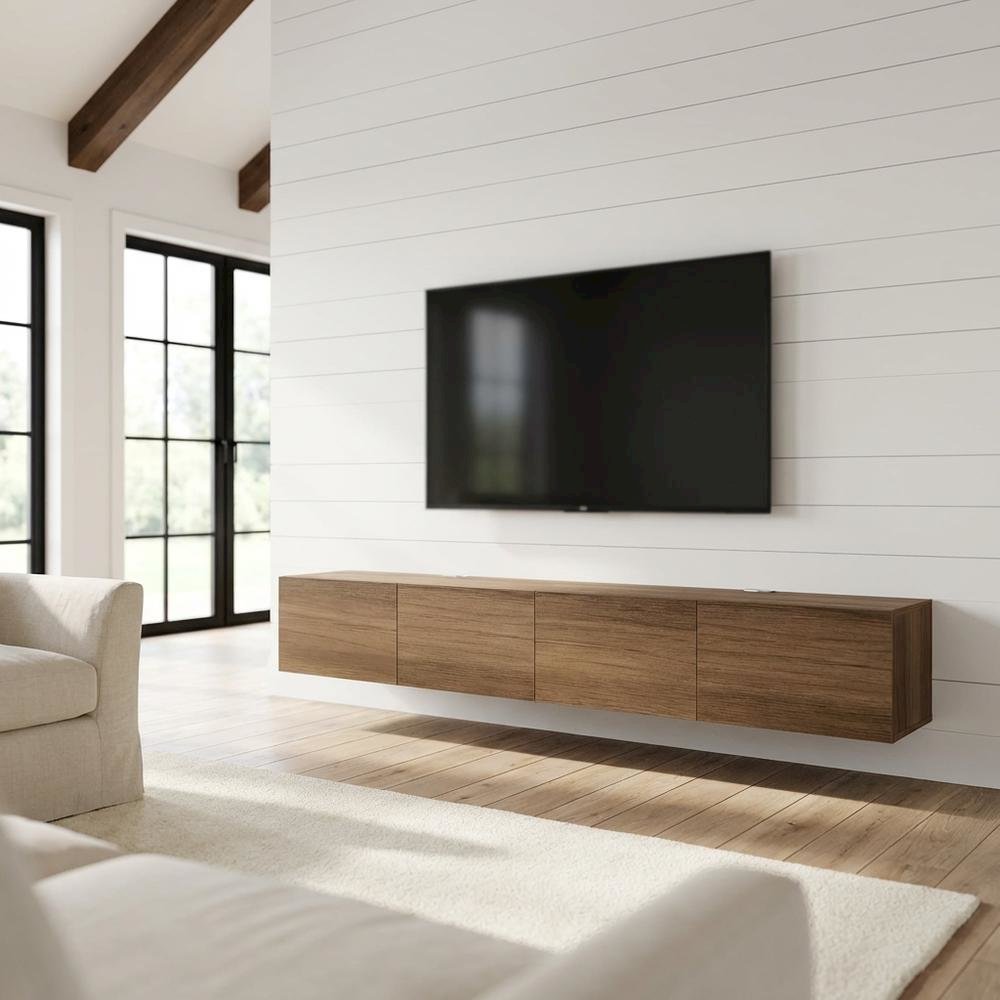 Wall Mounted Floating TV Stand for 75 Inch TV in Sleek Finish. Picture 3