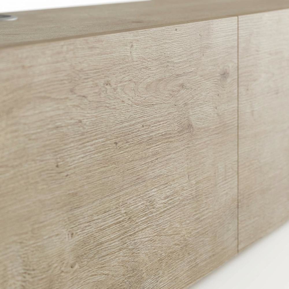 Modern Brown Floating TV Stand Wall Mounted for 80 Inch TVs with Wooden Veneers. Picture 5