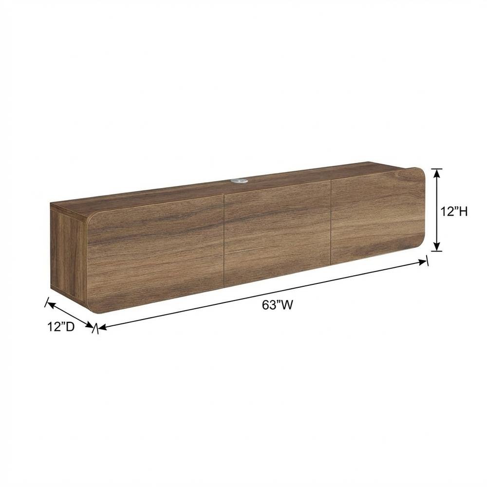 Wooden TV Console for 80-inch TV and Under with Walnut Finish. Picture 7