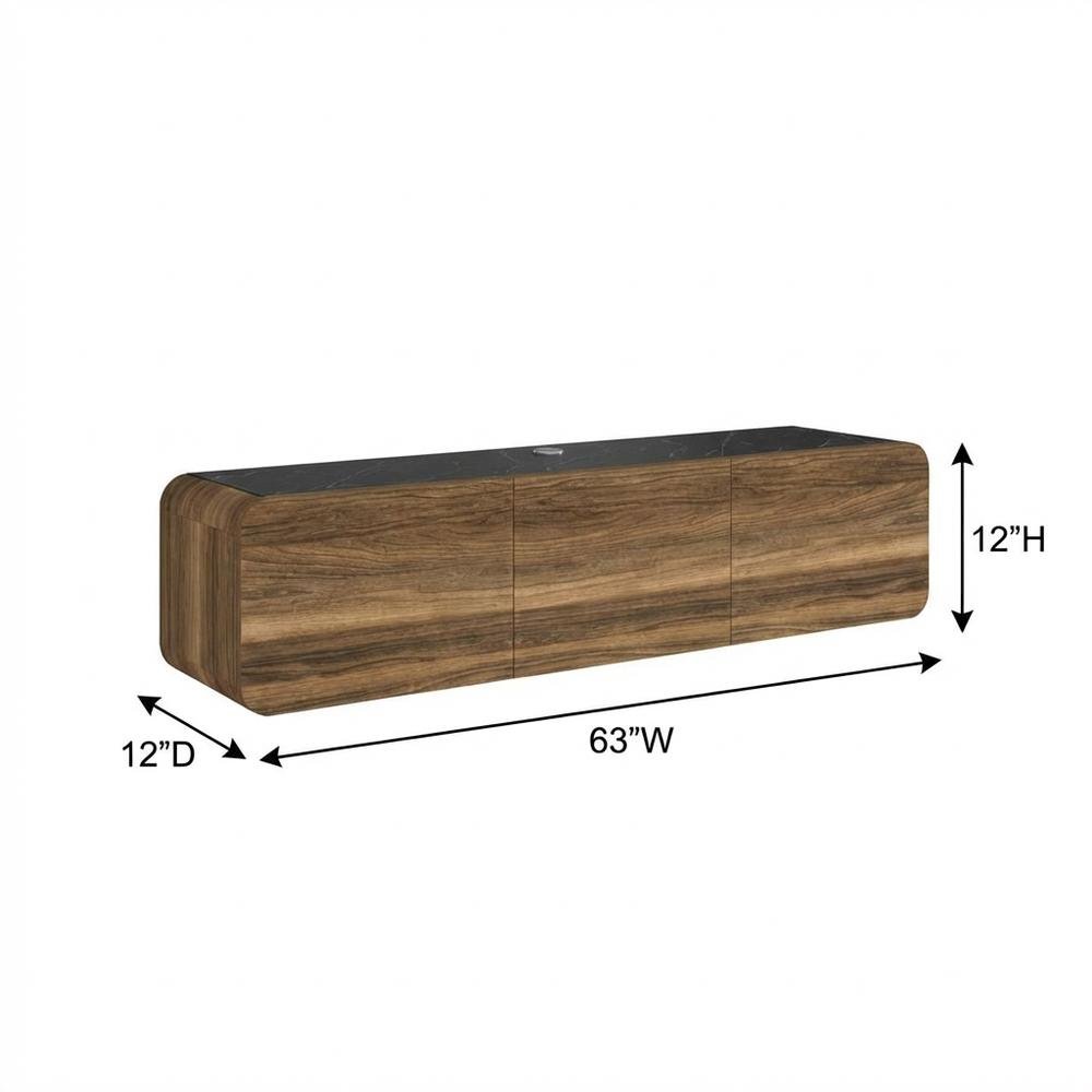 Walnut Wall Mount TV Stand for Up to 80 Inch Screens and Indoor Use. Picture 7