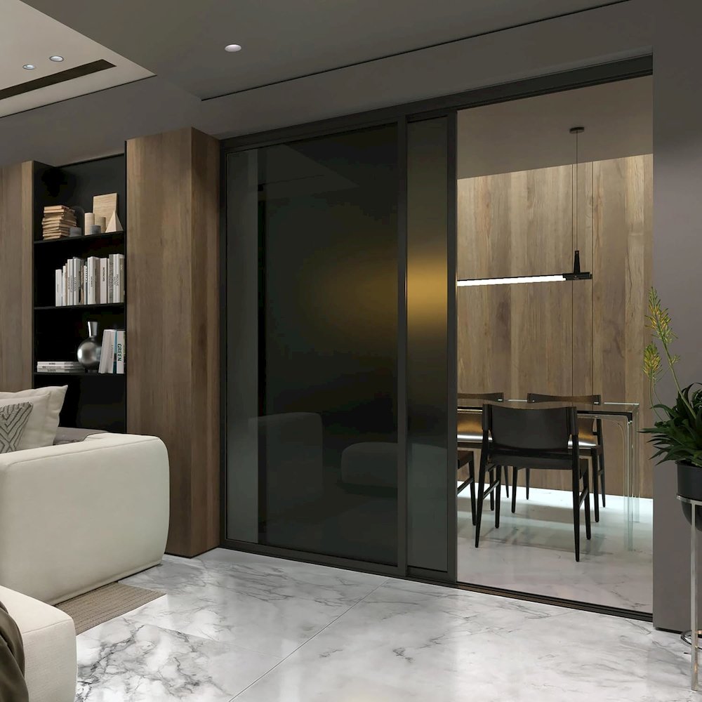 Glass Room Divider Panel and Partition Wall. Picture 1