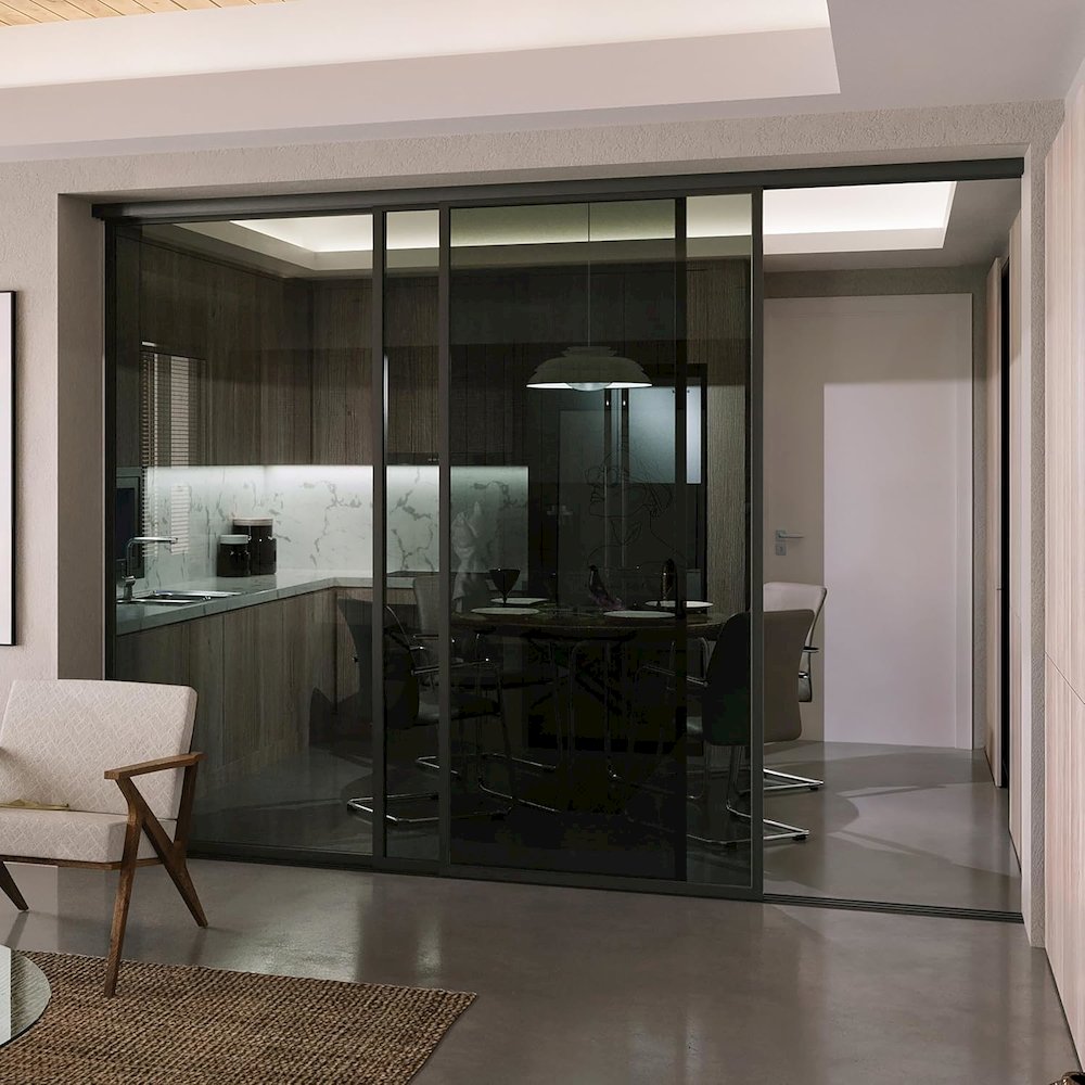 Glass Room Divider Panel and Partition Wall. Picture 1