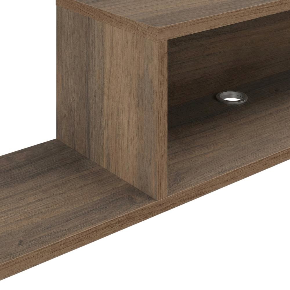 Brown Wall-Mounted TV Stand, Up to 65 Inch Screens, Engineered Wood Design. Picture 6