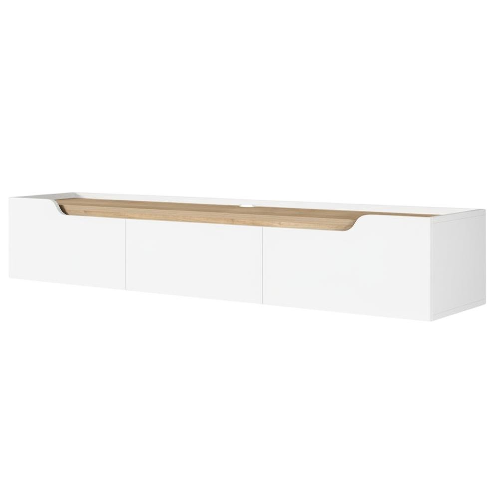 White Floating TV Stand, up to 80 Inch Screens Wall Mounted Entertainment Center. Picture 4