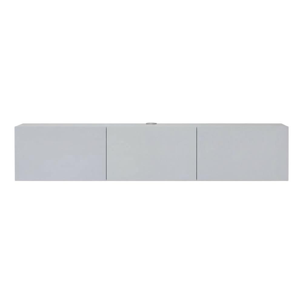 White Floating TV Stand for 75 Inch Screens with Solid Wood and Veneer Finish. Picture 4