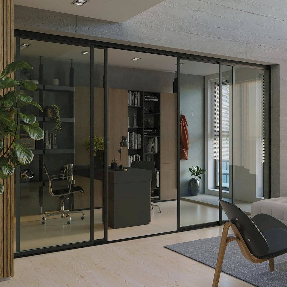 Glass Room Divider Panel and Partition Wall. Picture 1